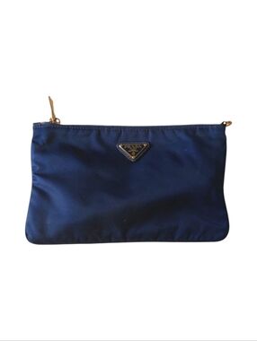 PRADA Blue Nylon Zip Pochette